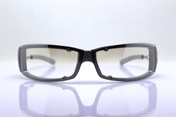 Wrap low rectangular sunglasses man gray silver f… - image 5