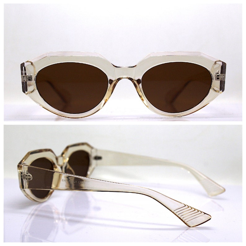 Hexagonal Cat Eye Oval Sunglasses Women Transparent Light Etsy