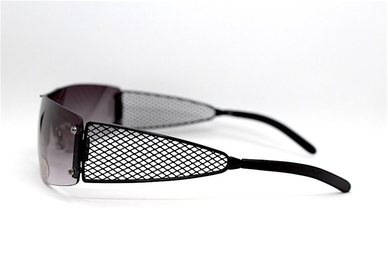 Occhiali da sole uomo donna maschera rettangolare senza montatura nera rimless rectangular mask sunglasses men black Steampunk Made in Italy