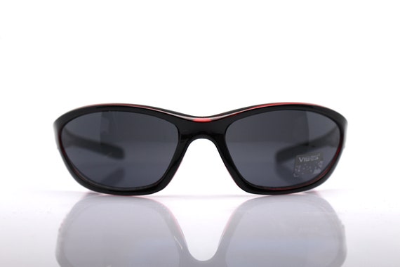 Sporty faceted rectangular wrap men's sunglasses … - image 5