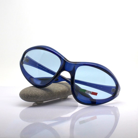 Blue Wrap Y2K Oval Sunglasses Oval Y2k Wrap Around Sunglasses - Rickey – Sunglass Museum main image 2