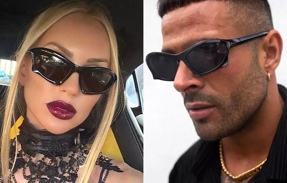 Wrap oval dynamic facet rectangular Sunglasses ma… - image 4