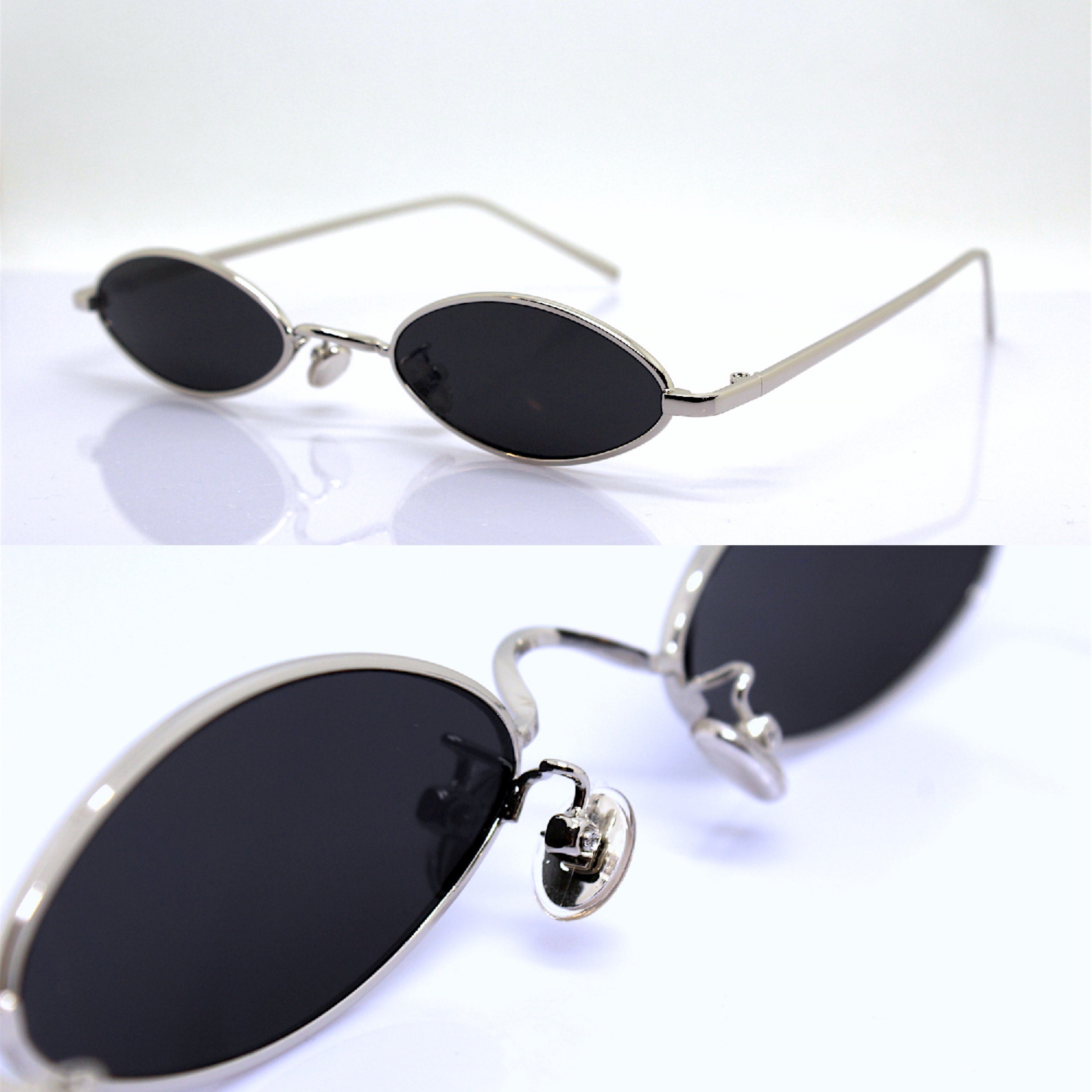 Calanovella Cool Funky Retro Small Oval Glasses for Men Women - Black