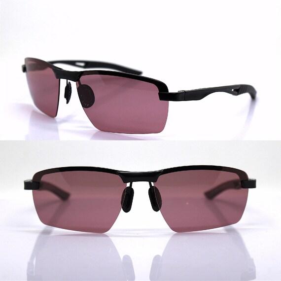 Rectangular wrap semi-rimless sunglasses man blac… - image 2