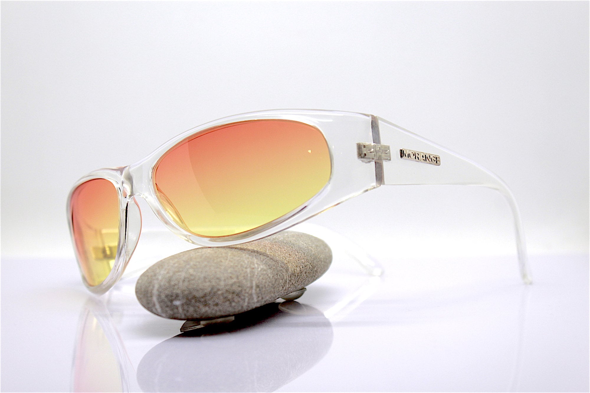 Made in Italy Wrap sunglasses men rectangular oval transparent yellow