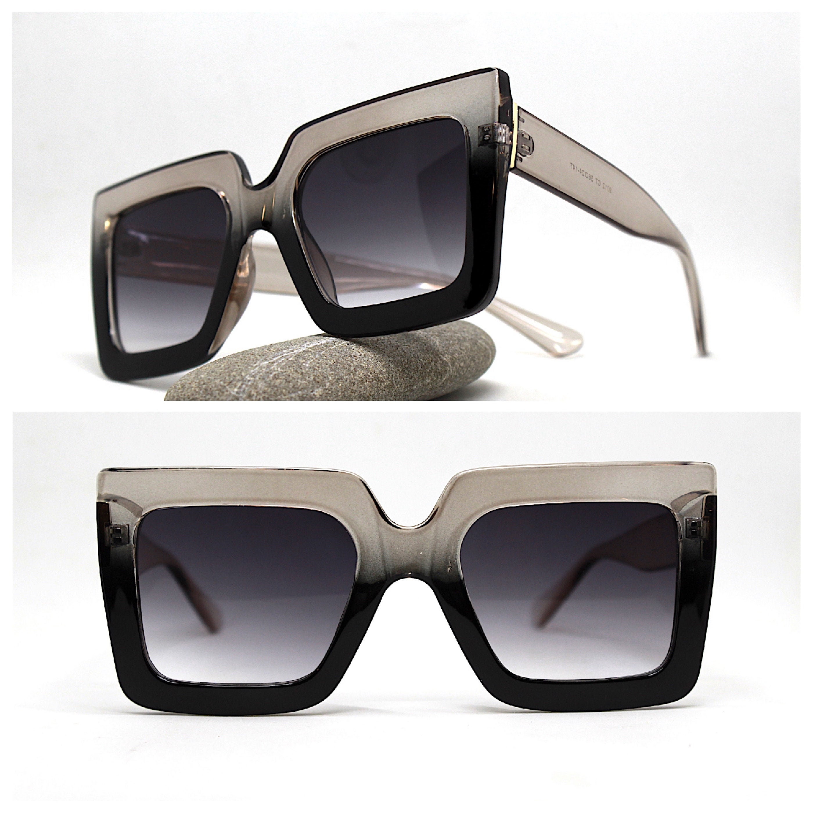 Big Square Sunglasses woman oversized crystal bicolored grey black