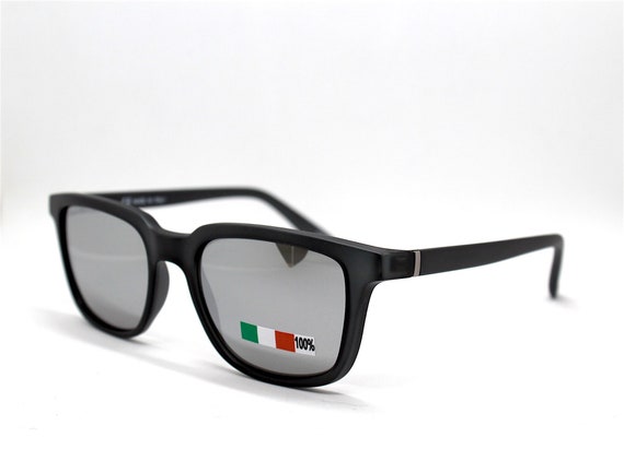 MADE IN ITALY Square Classic Sunglasses Man Dark Transparent Grey Mirror Silver Lens Classic Square Dark Grey Sunglasses for Men Etsy