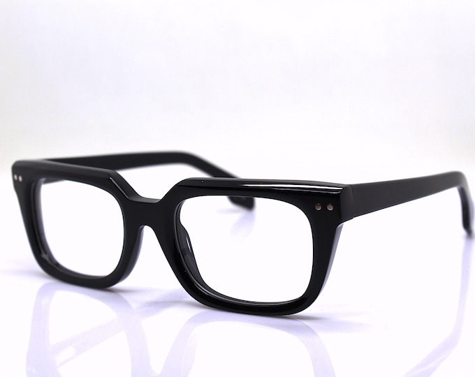 Featured listing image: Classic rectangular eyewear optical frame black acetate frame retro vintage Hipster style 50s 60s quality glasses model for men & women