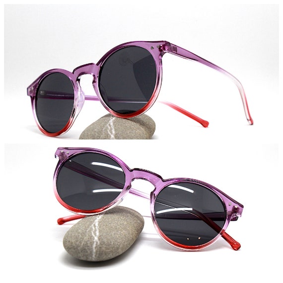 Round classic sunglasses man woman transparent pu… - image 1