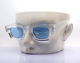 SMALL SQUARE SUNGLASSES Man Woman Transparent Crystal Frame  display picture 2
