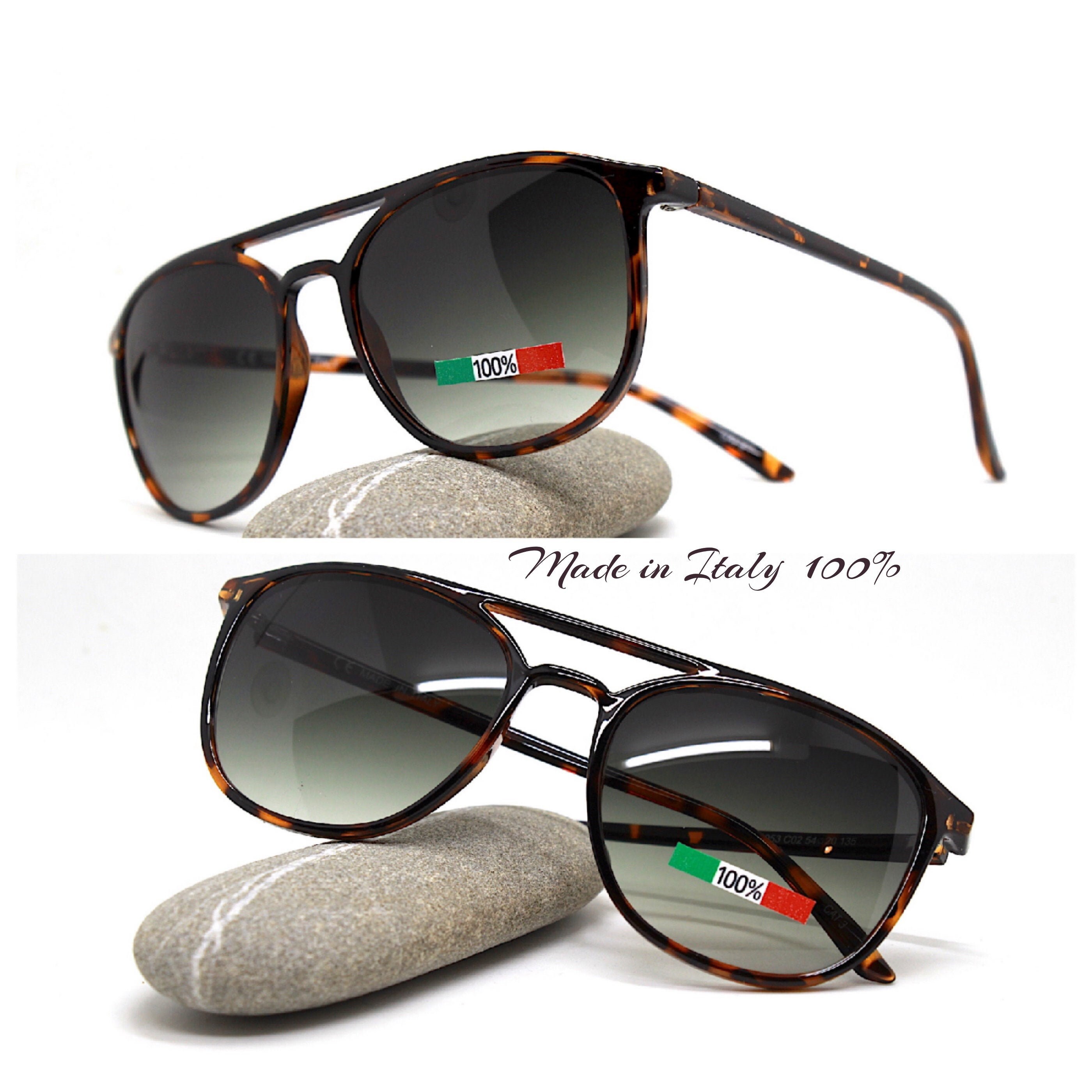 MADE IN ITALY oval square aviator sunglasses man tortoise frame