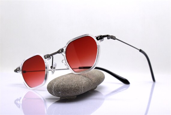 Small squared octagonal sunglasses man woman tran… - image 2