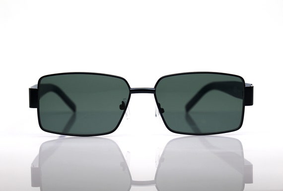 Faceted rectangular geometric sunglasses man blue… - image 5