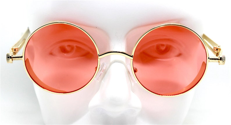 Occhiali da sole uomo donna rotondo ovale rosso nero oro rosa Round Oval sunglasses man woman red black gold pink Steampunk Vampire gothic