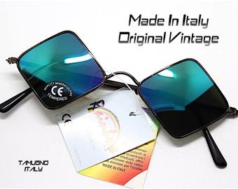 Made in italy Occhiali da sole vintage hippie hipster rombo arlecchino metallo gunmetal specchio sunglasses metal rhomboid mirror harlequin