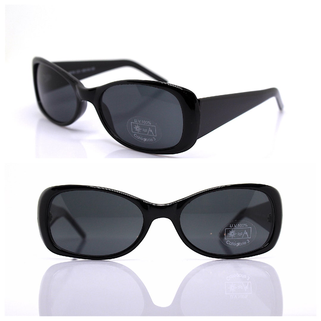 Rectangular Oval Cat Eye Classic Sunglasses Woman Glossy Black Frame ...