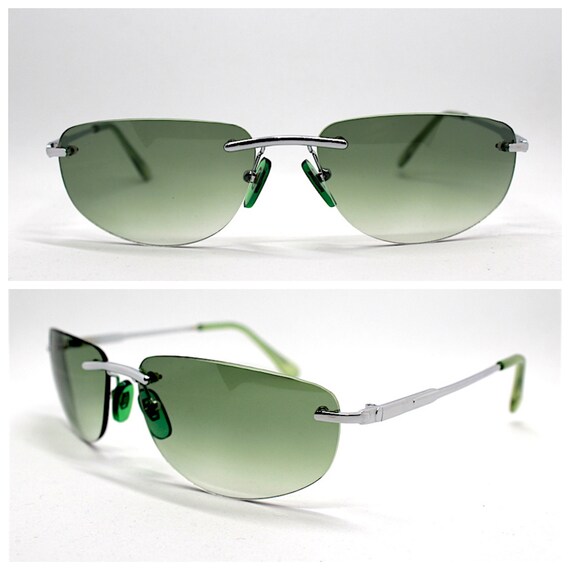 Rectangular oval rimless sunglasses for men and w… - image 4
