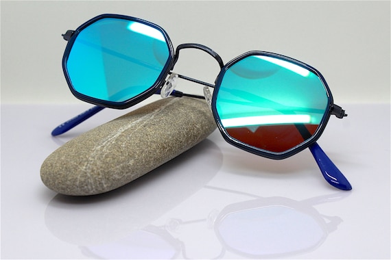 Gafas de sol clasicas octogonales cuadradas pequenas hombre mujer lente espejo azul Gafas de sol para hombre y mujer cuadradas octogonales espejo azul pequeno Etsy Espana