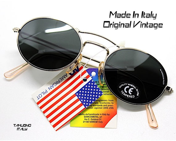 Made in Italy Vintage Oval Round Sunglasses Man Pilot Metal - Etsy