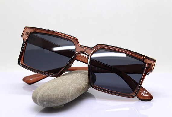 Classic oversize square sunglasses man woman tran… - image 8