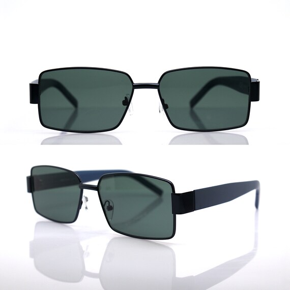 Faceted rectangular geometric sunglasses man blue… - image 1