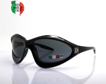 MASK SUNGLASSES man woman Made in Italy wrap sport dynamic oval cat eye black frame black lens futuristic racer style trendy fashion shades