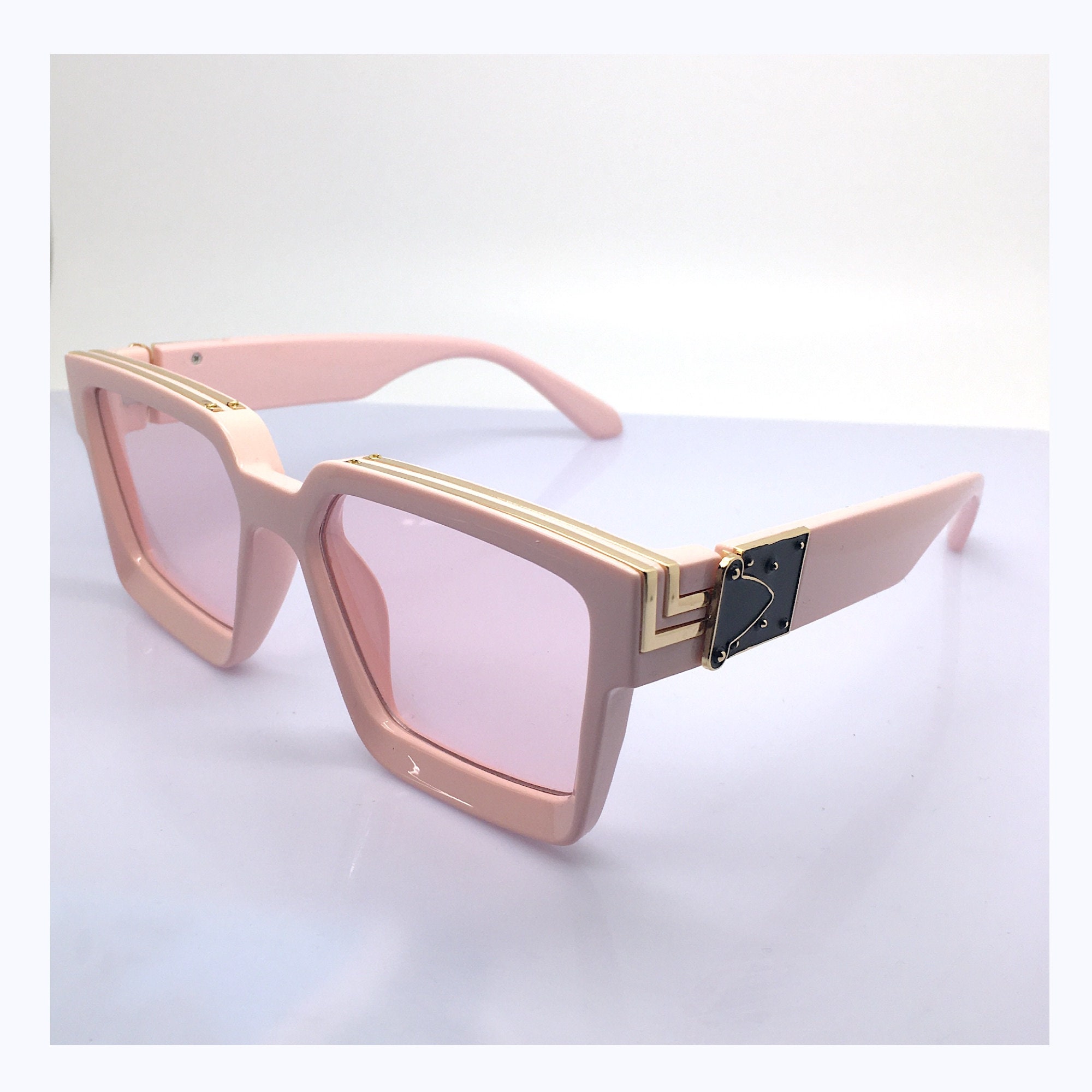 Oversize Sunglasses Man Woman Big Square Pastel Pink Frame Light Pink Lens Tattoo Rap Hip Hop Style, Fashionable Thick Frame, Glasses