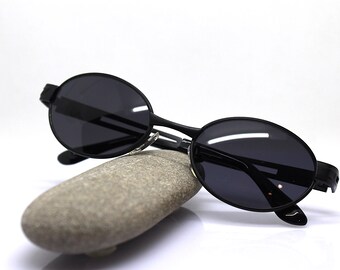 Lunettes Vintage Hommes Femmes Ovales Métal Rétro - Petites Lunettes Ronde Décoration Style Rétro Noir