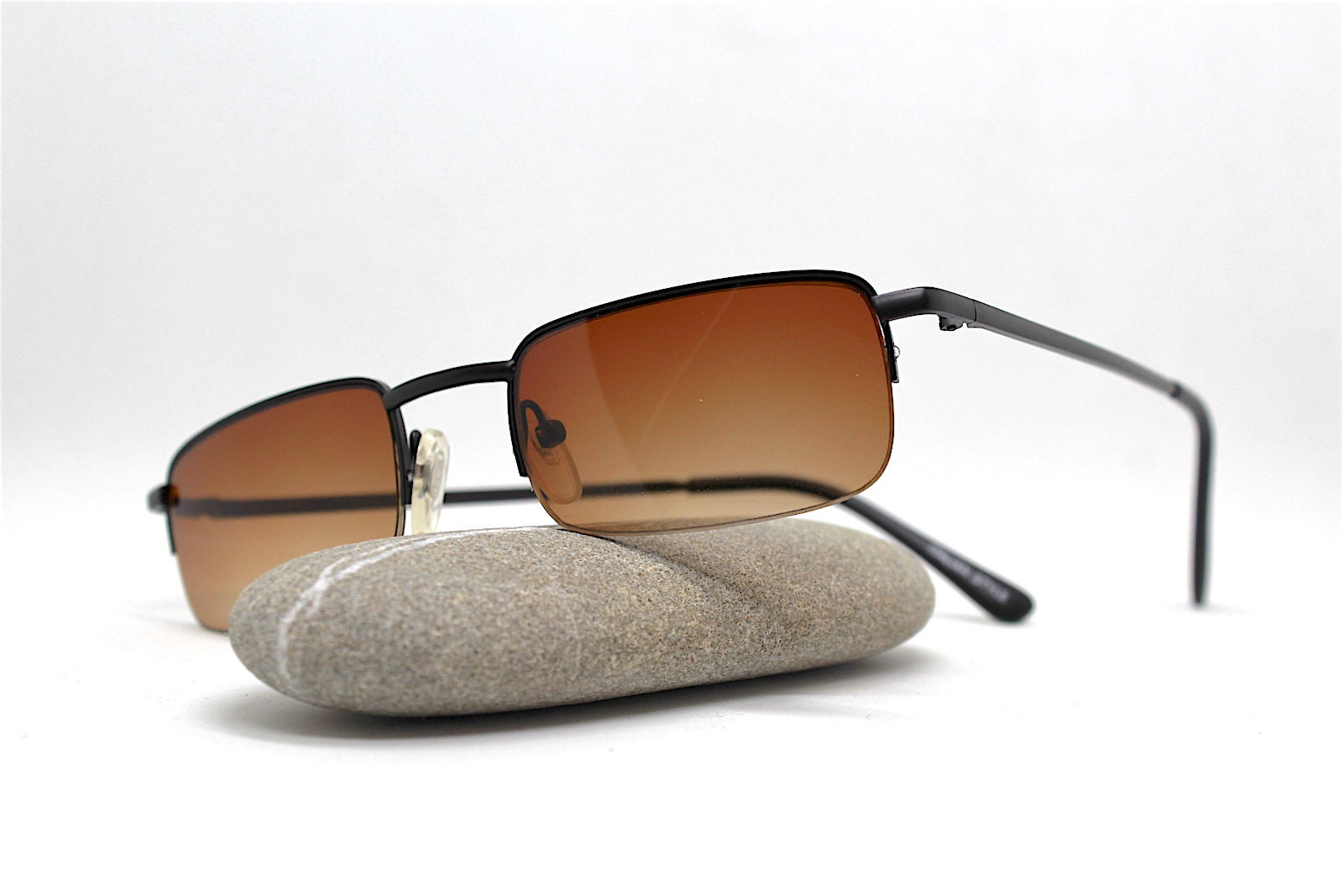 Occhiali da sole uomo donna vintage retrò Rettangolare piccolo nero