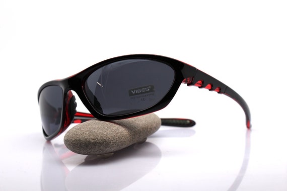 Sporty faceted rectangular wrap men's sunglasses … - image 8