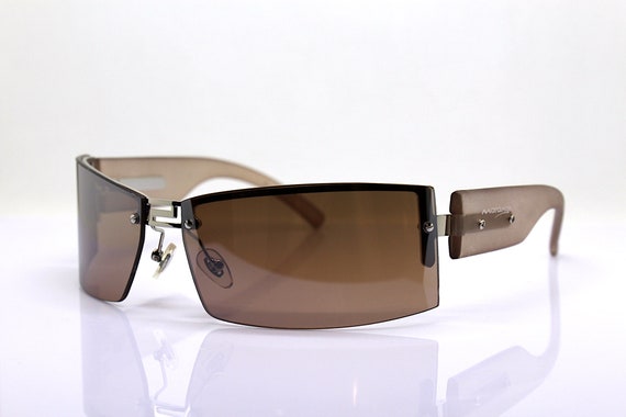 MADE IN ITALY Wrap Mask Rectangular Semi-rimless Sunglasses  display picture 2
