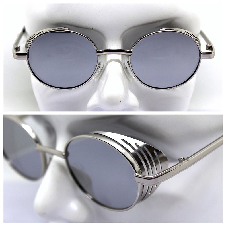 Oval Round Sunglasses Man Woman Gunmetal Silver Frame Shaded - Etsy