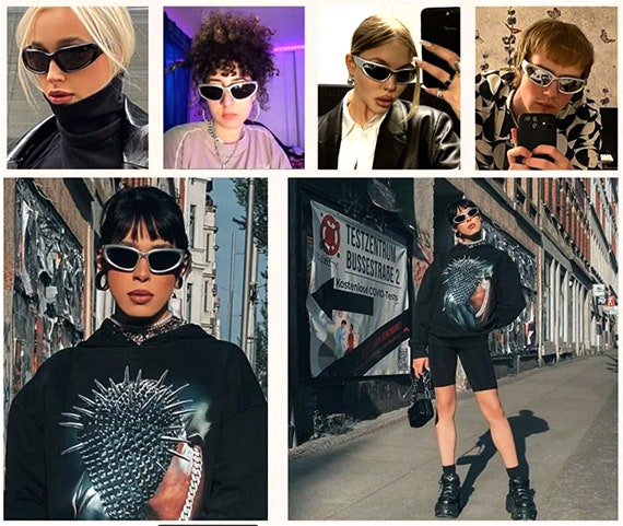 Wrap oval cat eye rectangular Sunglasses man woma… - image 10