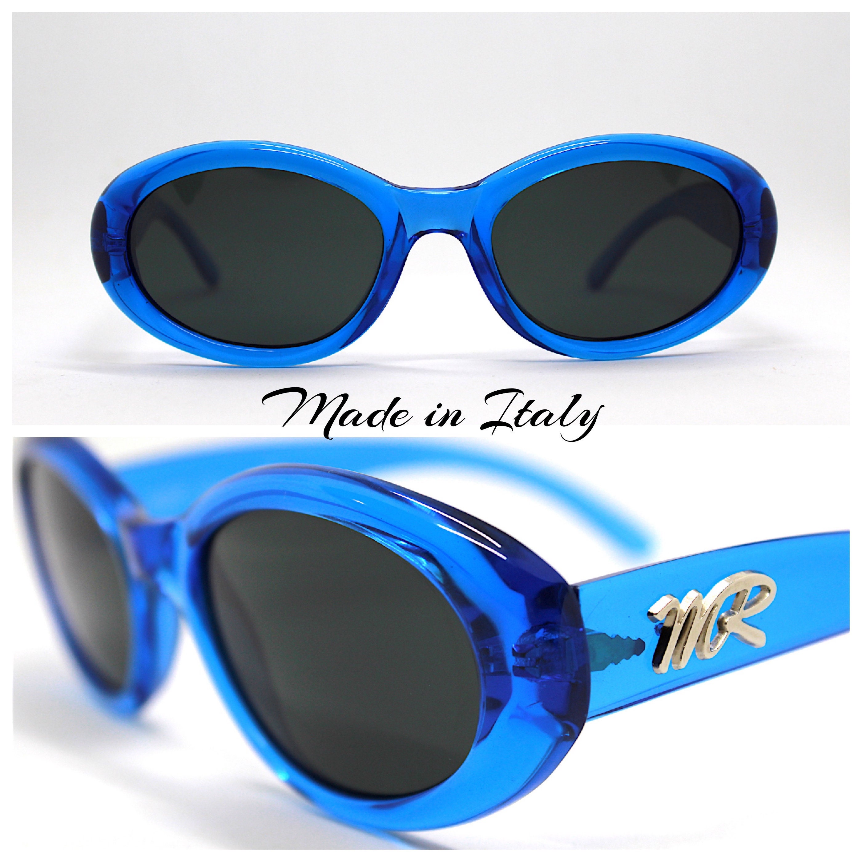 - Ovale ITALY Transparent Glass Woman Trasparente Oval MADE 90s Blu Occhiali Lens Sole Blue IN Etsy Donna Sunglasses Da Black Frame Vintage Vetro
