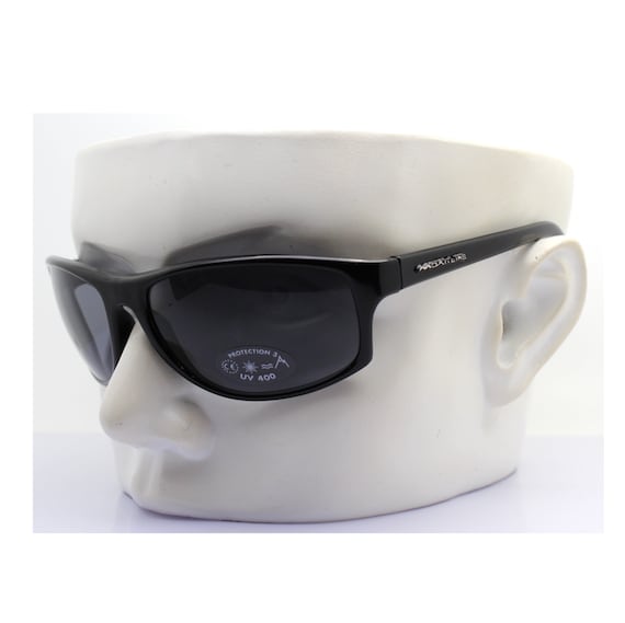 GAFAS DE SOL VINTAGE HOMBRE estilo deportivo facetado ovalado rectangular curvo envolvente marco negro brillante humo lente negra gafas de sol italianas anos 90 Etsy Espana