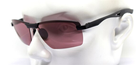 Rectangular wrap semi-rimless sunglasses man blac… - image 5