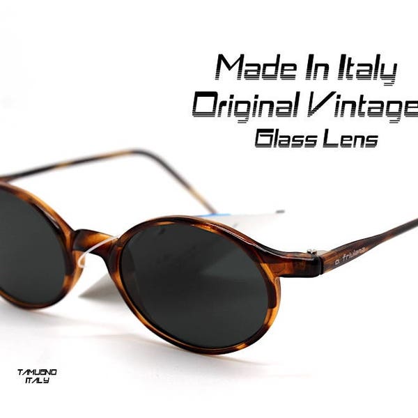 MADE IN ITALY Sunglasses man woman vintage oval round tortoiseshell black glass lens Sunglasses man style oval round tortoise brown