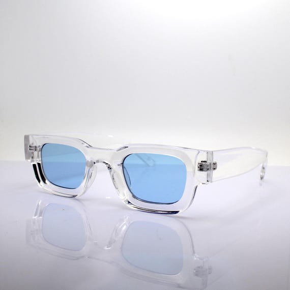 SMALL SQUARE SUNGLASSES Man Woman Transparent Crystal Frame  display picture 2