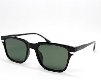 Gafas de sol clásicas cuadradas rectangulares para hombre, montura de carey negra y marrón, lentes polarizadas hipster