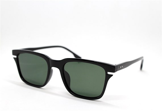 Square rectangular classic sunglasses man black b… - image 1