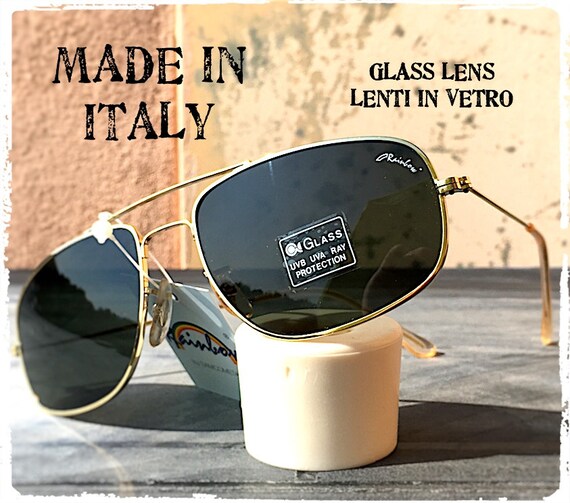 Occhiali Da Sole Uomo Aviatore Rettangolare Metallo Oro Lente | Etsy