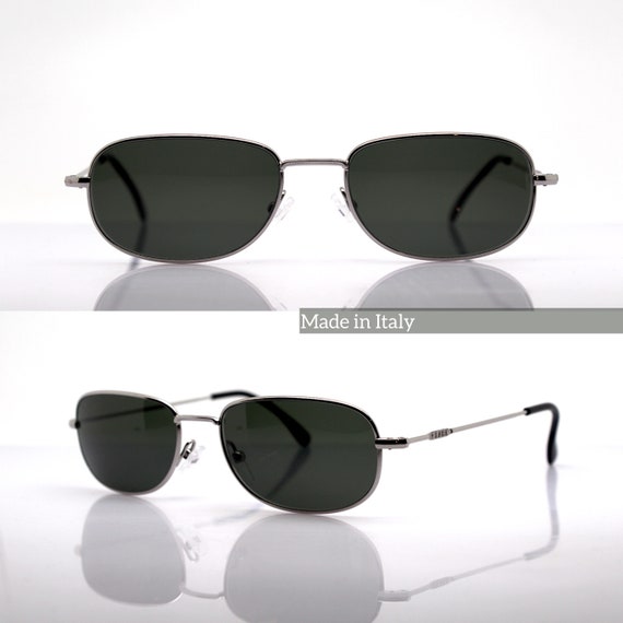 SMALL SIZE SUNGLASSES man rectangular oval silver… - image 2