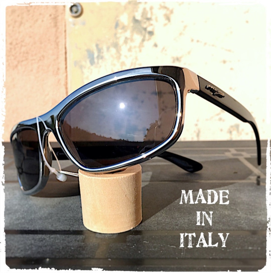IN ITALY Sunglasses Men Silver Black Wrap Vintage - Etsy Finland