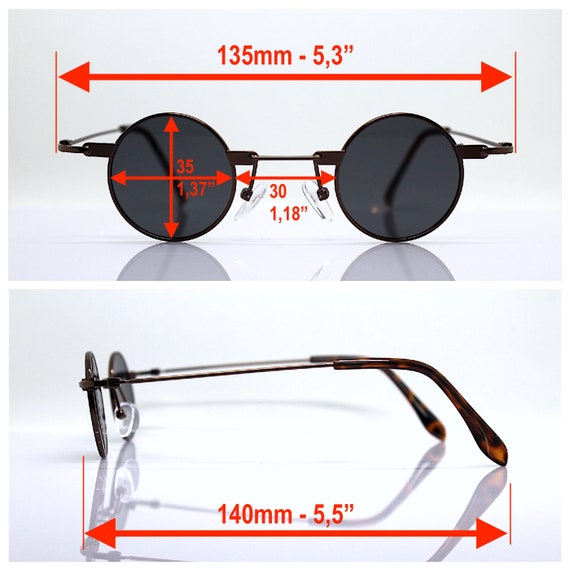 Small Round Sunglasses Man Woman Black Frame Red Intense Lens