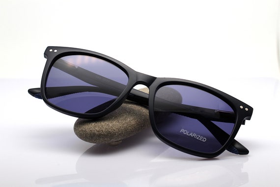 Classic shape square oval sunglasses man dark blu… - image 7