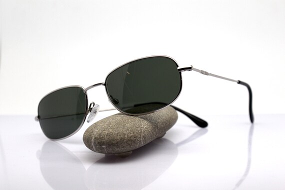SMALL SIZE SUNGLASSES man rectangular oval silver… - image 7