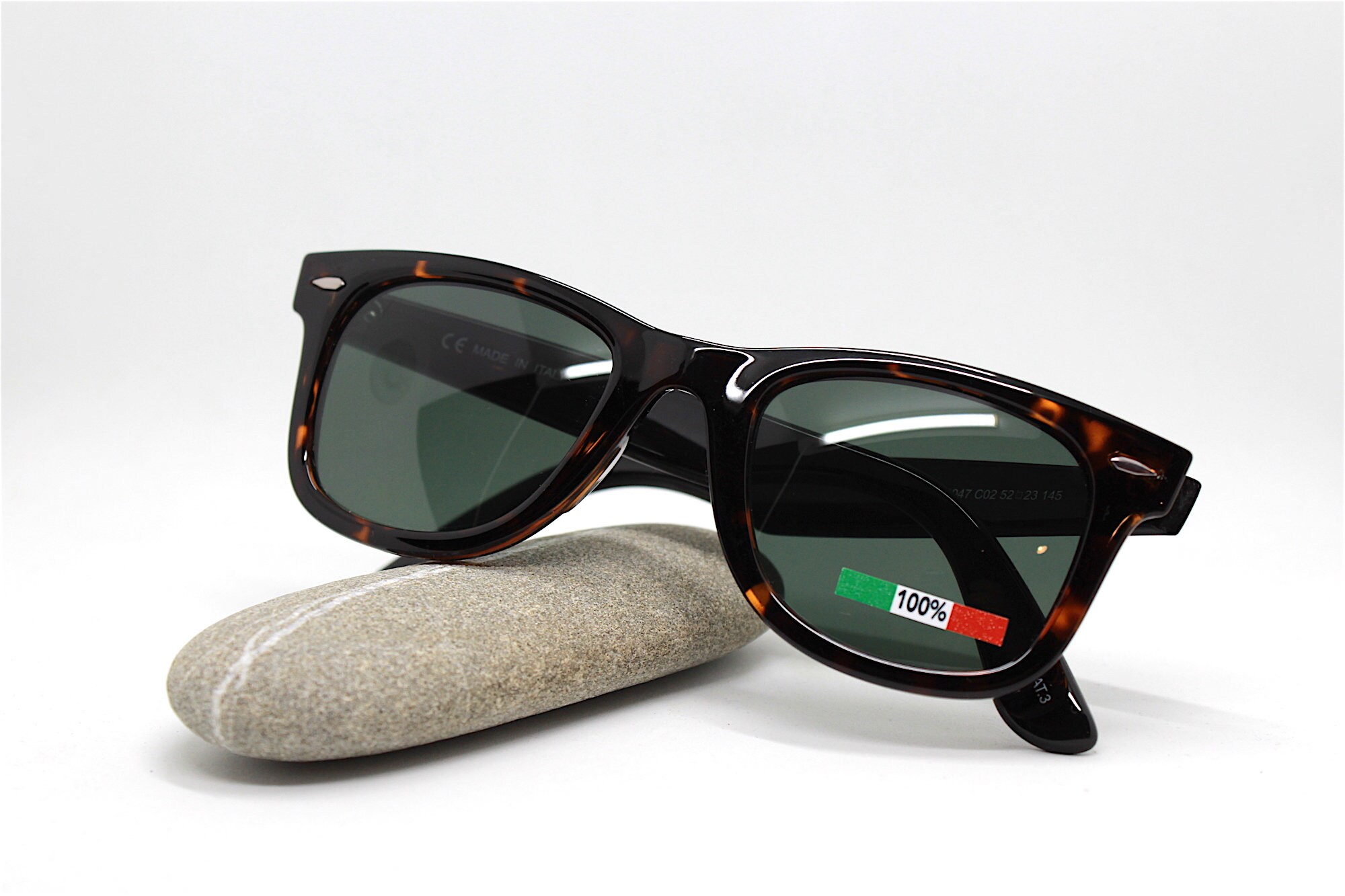 MADE IN ITALY Square Classic Sunglasses Man Tortoise Black Green