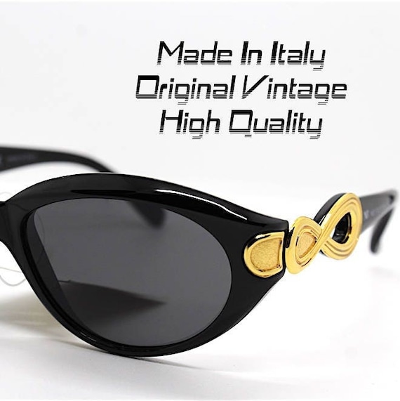 Oval sunglasses woman cat eye black gold insert vi