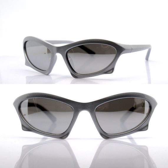 Wrap oval dynamic facet rectangular Sunglasses ma… - image 3