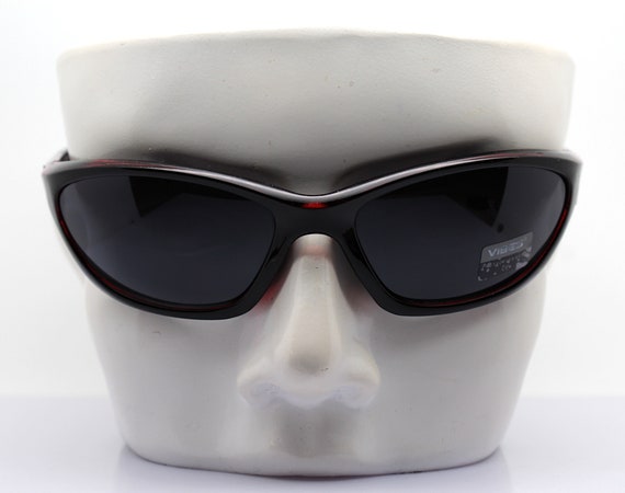 Sporty faceted rectangular wrap men's sunglasses … - image 4